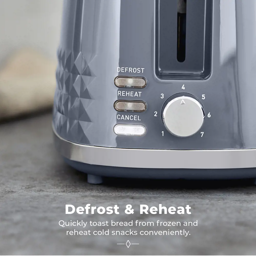 Tower Solitaire Grey 2 Slice Toaster